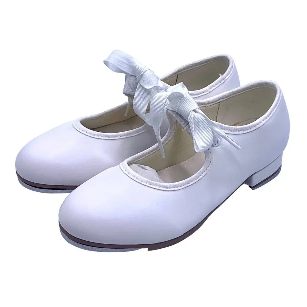 So Danca White Tyette Tap Valiant Vegan 9 Shoes Elastic Snaps Dance Recital